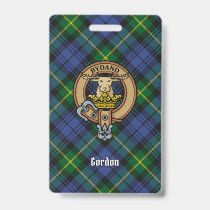 Clan Gordon Crest over Tartan Badge