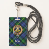 Clan Gordon Crest over Tartan Badge