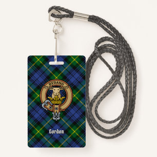 Clan Gordon Crest over Tartan Badge