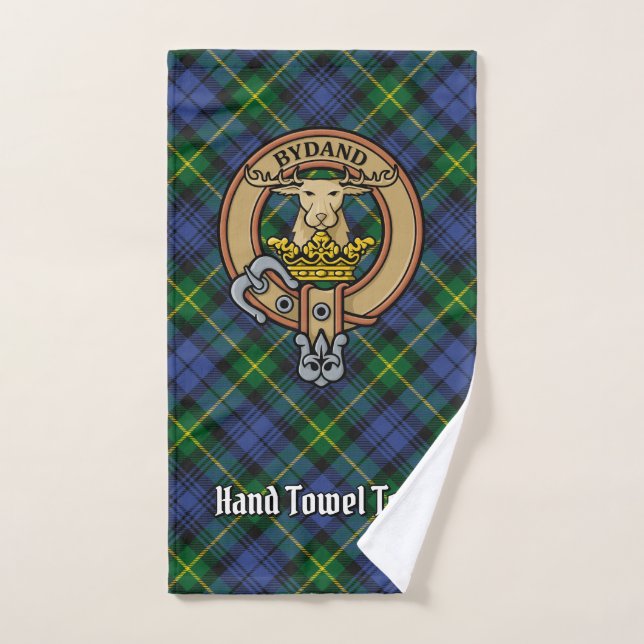 Clan Gordon Crest over Tartan Bath Towel Set (Hand Towel)