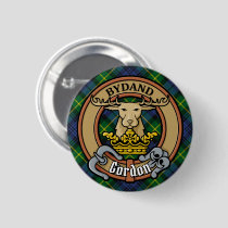 Clan Gordon Crest over Tartan Button