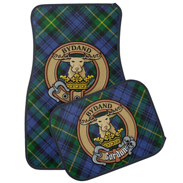 Clan Gordon Crest over Tartan Car Floor Mat (Set)