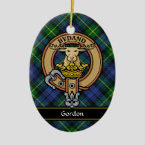 Clan Gordon Crest over Tartan Ceramic Ornament