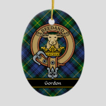 Clan Gordon Crest over Tartan Ceramic Ornament