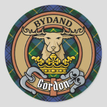Clan Gordon Crest over Tartan Classic Round Sticker