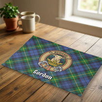Clan Gordon Crest over Tartan Cloth Placemat