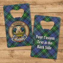 Clan Gordon Crest over Tartan Credit Card Bottle Opener