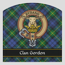 Clan Gordon Crest over Tartan Door Sign