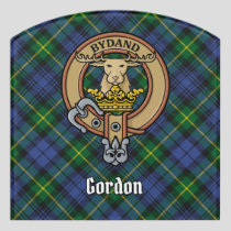 Clan Gordon Crest over Tartan Door Sign