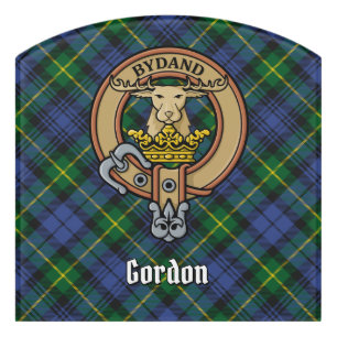 Clan Gordon Crest over Tartan Door Sign