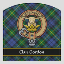 Clan Gordon Crest over Tartan Door Sign