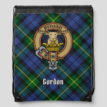 Clan Gordon Crest over Tartan Drawstring Bag