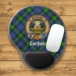 Clan Gordon Crest over Tartan Gel Mouse Pad