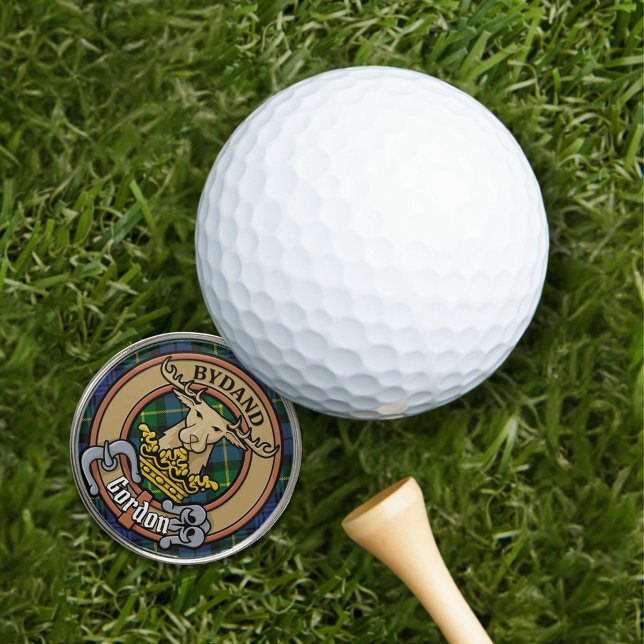 Clan Gordon Crest over Tartan Golf Ball Marker (Creator Uploaded)