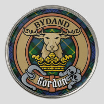 Clan Gordon Crest over Tartan Golf Ball Marker