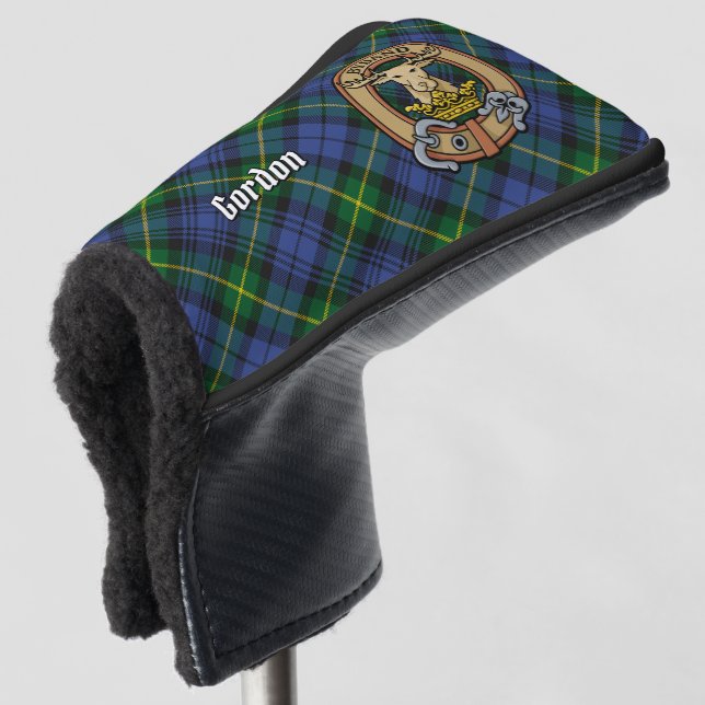 Clan Gordon Crest over Tartan Golf Head Cover (3/4 Front)