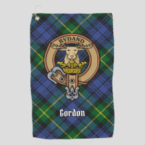 Clan Gordon Crest over Tartan Golf Towel