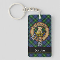 Clan Gordon Crest over Tartan Keychain