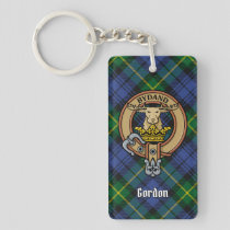 Clan Gordon Crest over Tartan Keychain