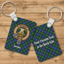 Clan Gordon Crest over Tartan Keychain