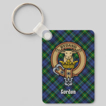 Clan Gordon Crest over Tartan Keychain