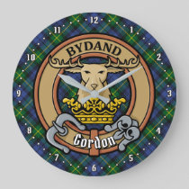 Clan Gordon Crest over Tartan Large Clock