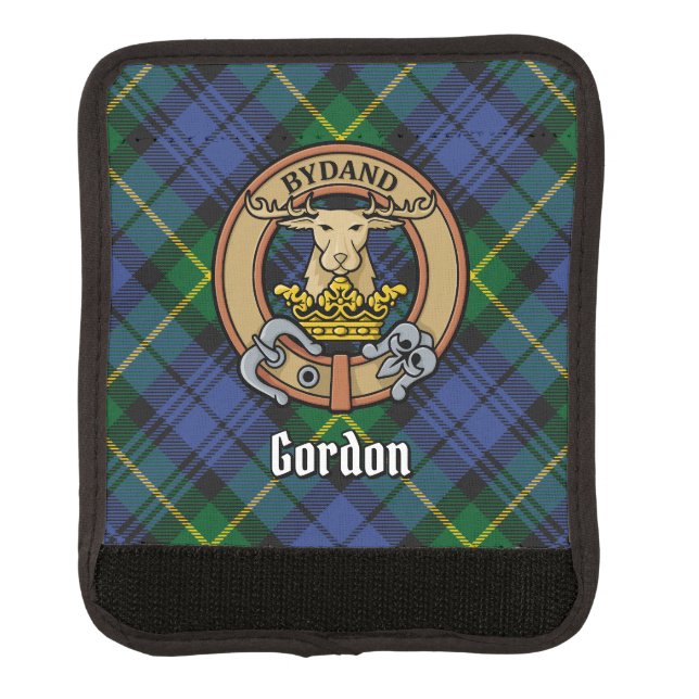 Clan Gordon Crest over Tartan Luggage Handle Wrap (Front)