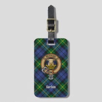 Clan Gordon Crest over Tartan Luggage Tag