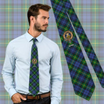 Clan Gordon Crest over Tartan Neck Tie