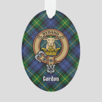 Clan Gordon Crest over Tartan Ornament