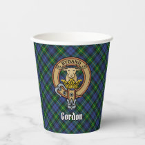 Clan Gordon Crest over Tartan Paper Cups