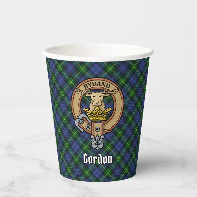 Clan Gordon Crest over Tartan Paper Cups (Front)