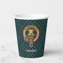 Clan Gordon Crest over Tartan Paper Cups