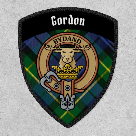 Clan Gordon Crest Over Tartan Patch