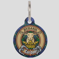 Clan Gordon Crest over Tartan Pet ID Tag