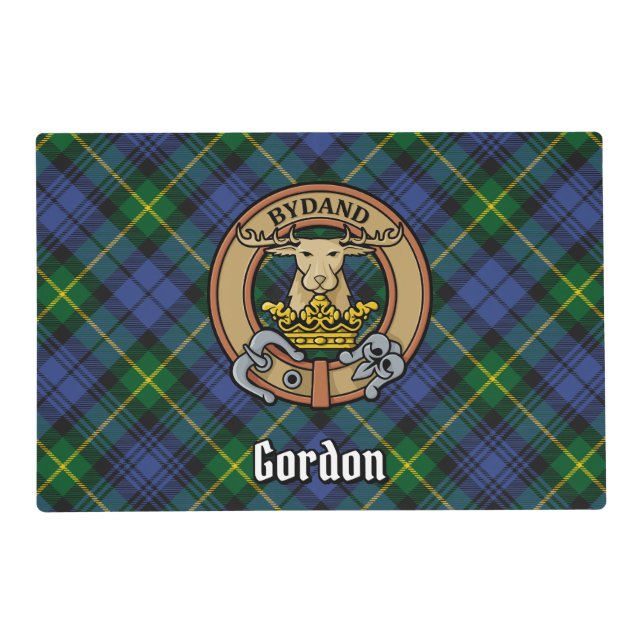 Clan Gordon Crest over Tartan Placemat (Front)