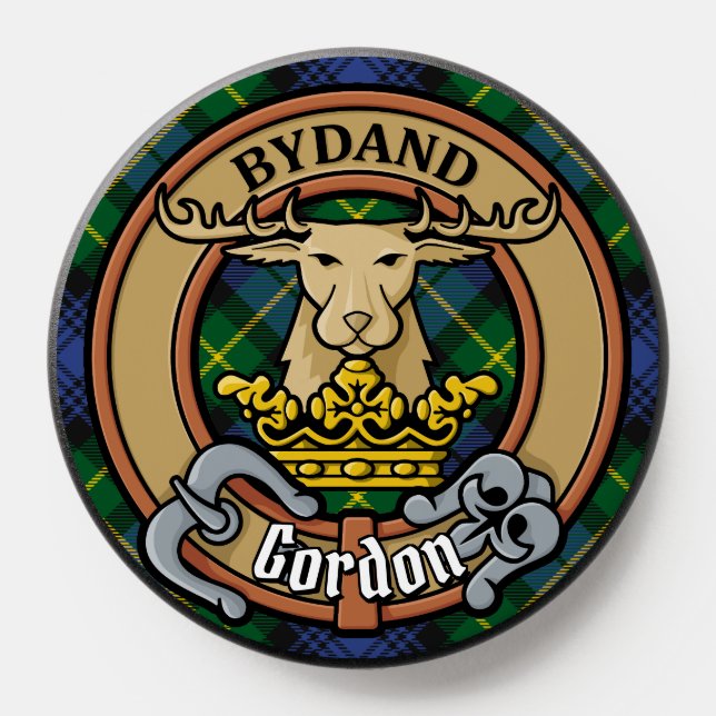 Clan Gordon Crest over Tartan PopSocket (Popsocket)