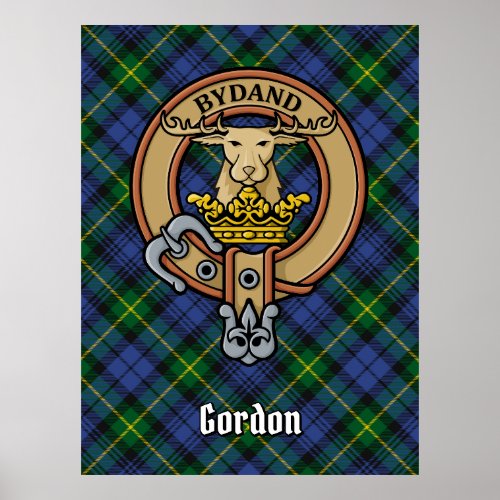 Clan Gordon Crest over Tartan Poster