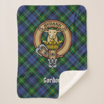 Clan Gordon Crest over Tartan Sherpa Blanket