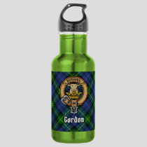 Clan Gordon Crest over Tartan Stainless Steel Water Bottle