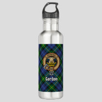Clan Gordon Crest over Tartan Stainless Steel Water Bottle