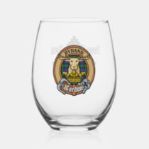 Clan Gordon Crest over Tartan Stemless Wine Glass