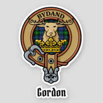 Clan Gordon Crest over Tartan Sticker