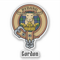 Clan Gordon Crest over Tartan Sticker