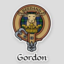 Clan Gordon Crest over Tartan Sticker