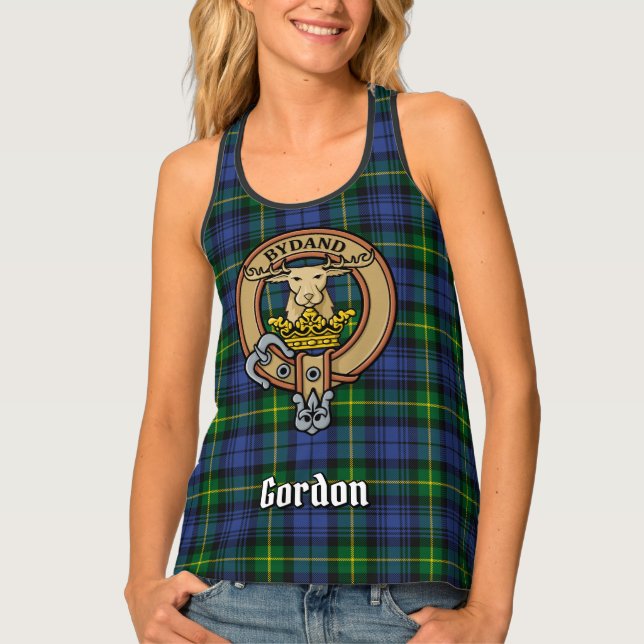Clan Gordon Crest over Tartan Tank Top (Front)