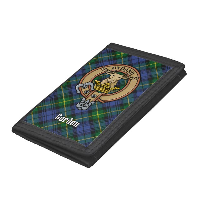 Clan Gordon Crest over Tartan Trifold Wallet (Bottom)