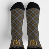 Clan Gordon Crest over Weathered Hunting Tartan Socks (Top)