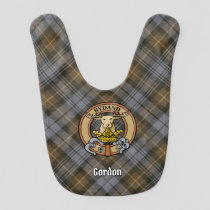 Clan Gordon Crest over Weathered Tartan Baby Bib