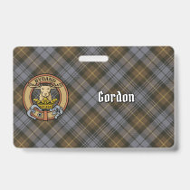 Clan Gordon Crest over Weathered Tartan Badge